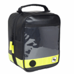 Juodas POULERBOX didelės talpos ampulių dėklas, telpantis iki 128 ampulių, su termiškai izoliuotu ir paminkštintu dizainu