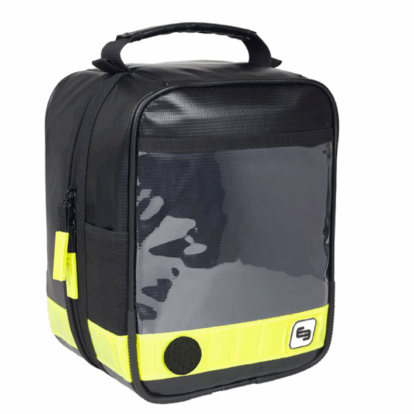 Juodas POULERBOX didelės talpos ampulių dėklas, telpantis iki 128 ampulių, su termiškai izoliuotu ir paminkštintu dizainu